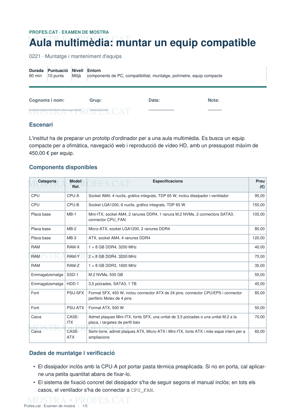 Primera pàgina de Aula multimèdia: muntar un equip compatible