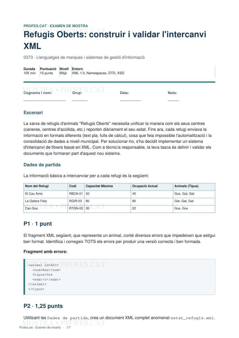 Mostra de Refugis Oberts: construir i validar l'intercanvi XML
